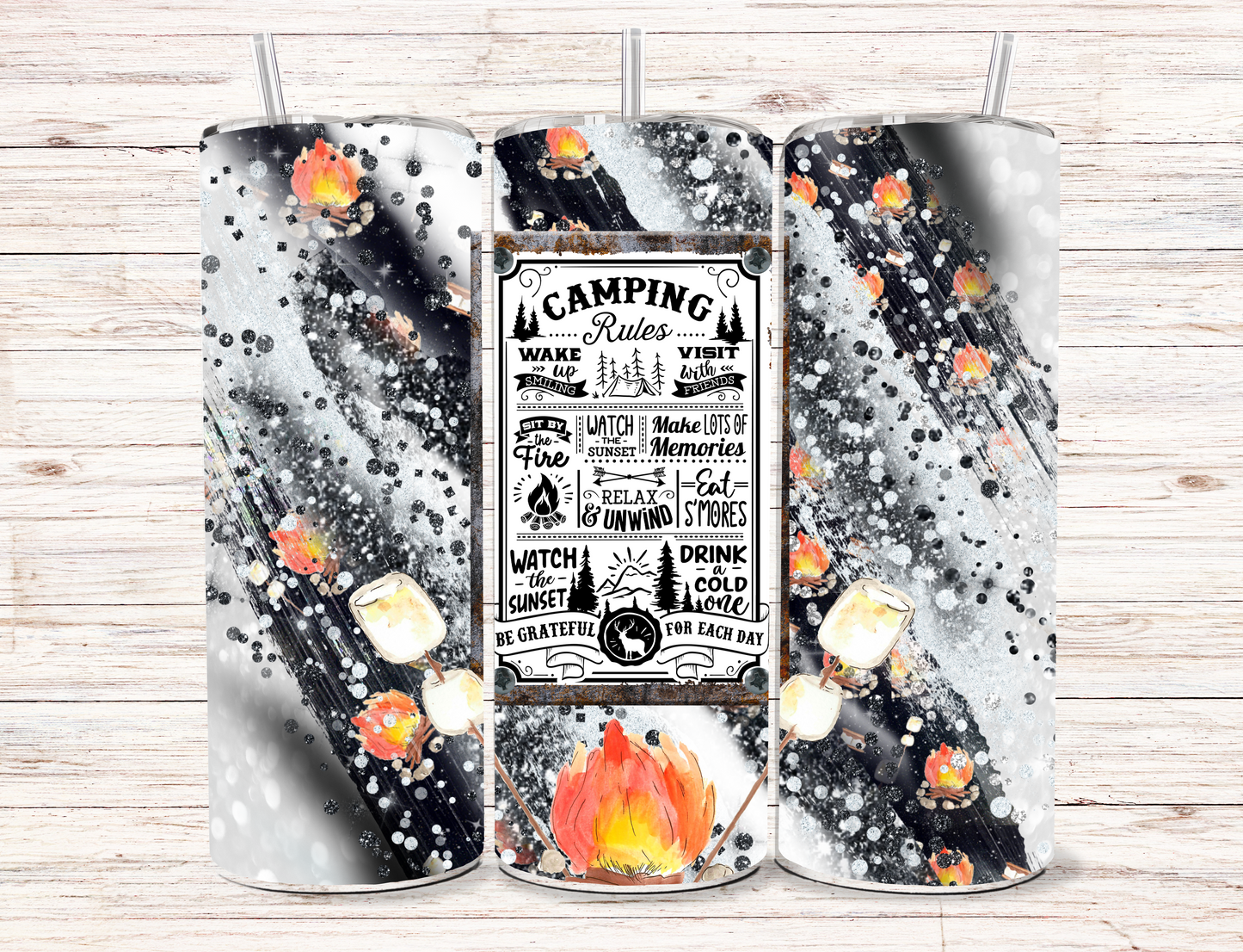 Camping Rules Skinny Tumbler