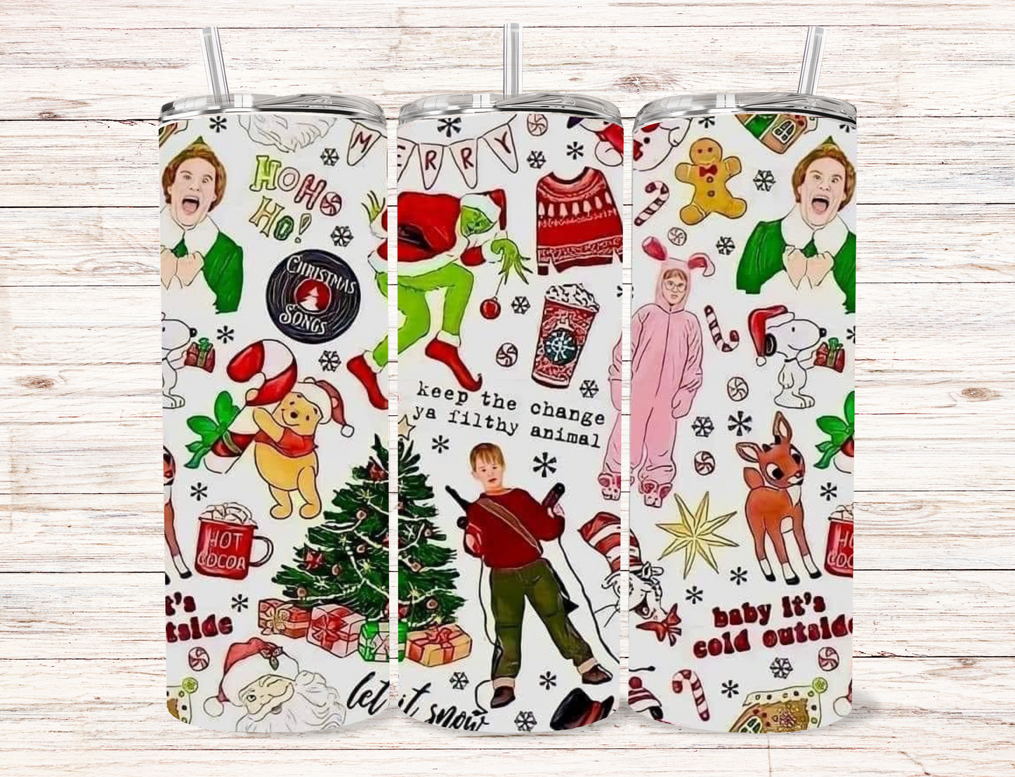 Christmas Movies Skinny Tumbler
