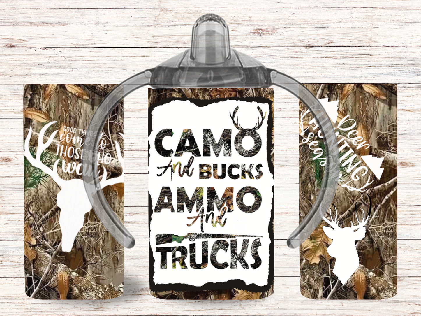 Camo & Bucks Ammo & Trucks Dual Lid Kids Tumbler