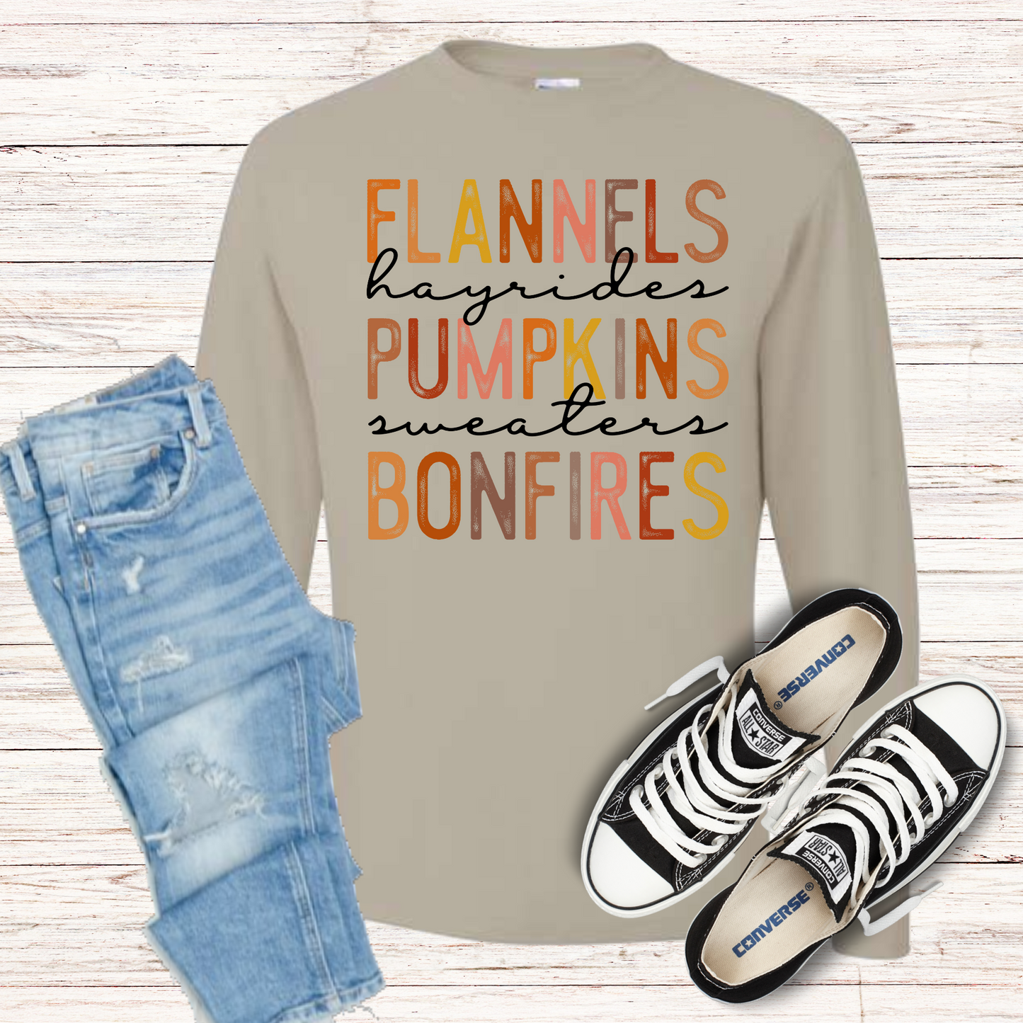 Flannels, Hayrides, Pumpkins, Bonfires Long Sleeve Shirt