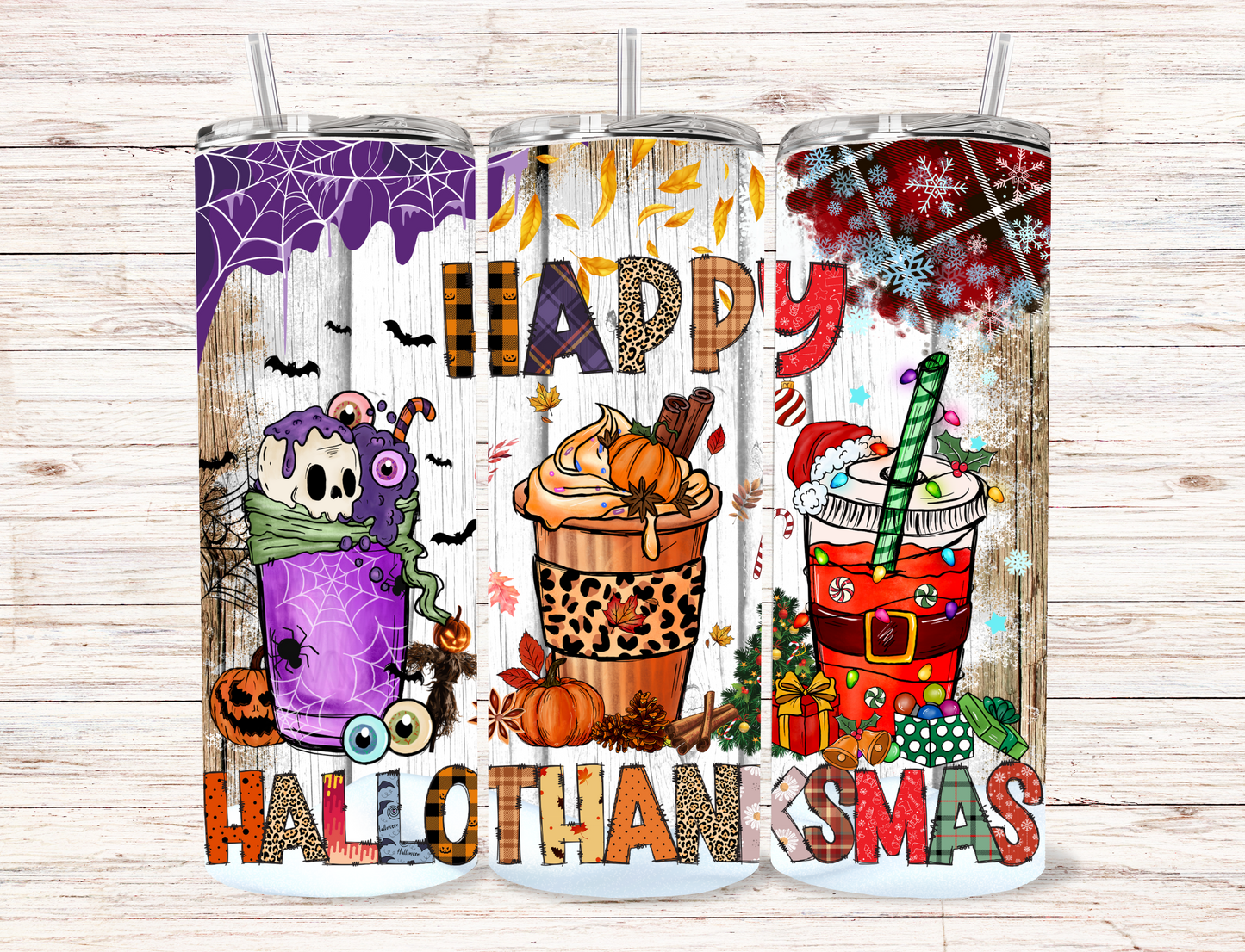 Happy Hallothanksmas Skinny Tumbler