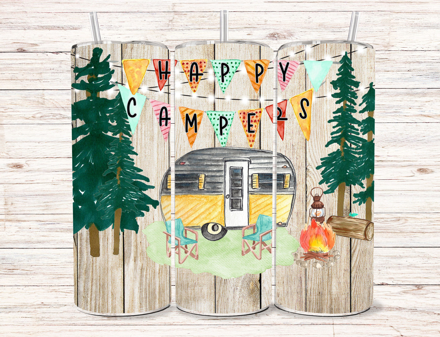 Happy Campers Skinny Tumbler