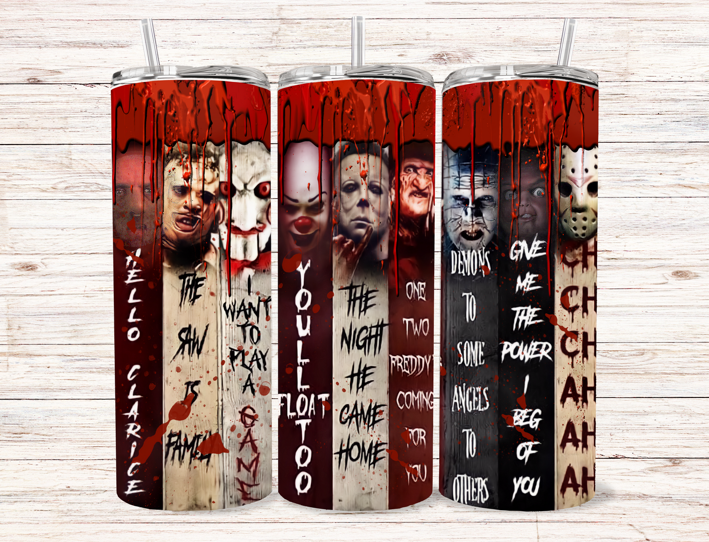 All Horror Characters Skinny Tumbler